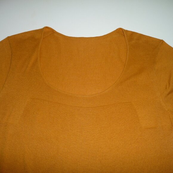 ITALIAN BURNTED ORANGE SILK COTTON BLEND SHORT SLEEVE BLOUSE GENTLY USED SIZE L - Picture 5 of 6
